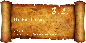 Binder Lajos névjegykártya